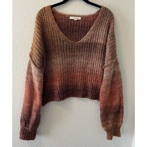 Rewind Women's Sweater Size XL Ombre Brown Tones Oversized Balloon Sleeves Boho